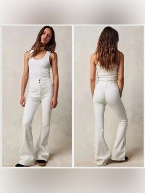We The Free FREE PEOPLE Jayde Flare Leg White High Rise Jean size 31